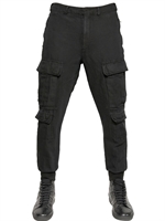 NEIL BARRETT - PANTALONI CARGO IN LINO MISTO COTONE - NERO