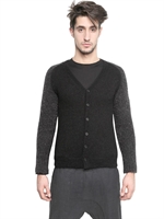 NEIL BARRETT - CARDIGAN IN MOHAIR E BABY SHEARLING - NERO/GRIGIO