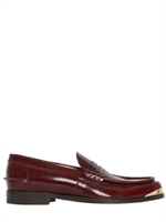 LOUIS LEEMAN - BRUSHED LEATHER MONEY PENNY LOAFERS - BURGUNDY