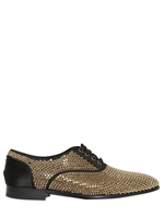 LOUIS LEEMAN - SWAROVSKI & SATIN OXFORD LACE-UP SHOES - BLACK/GOLD