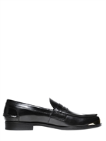 LOUIS LEEMAN - BRUSHED LEATHER MONEY PENNY LOAFERS - BLACK