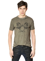 PIERRE BALMAIN - WASHED COTTON JERSEY T-SHIRT - MILITARY GREEN