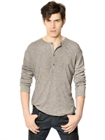 PIERRE BALMAIN - WOOL BLEND RIBBED KNIT SERAFINO T-SHIRT - BEIGE MELANGE