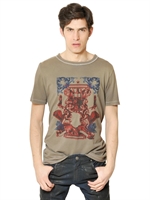 PIERRE BALMAIN - STONE WASHED COTTON JERSEY T-SHIRT - MILITARY GREEN
