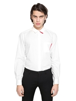 ICEBERG - RED EDGED COTTON POPLIN SHIRT - WHITE