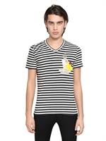 ICEBERG - POLICEMAN EMBROIDERED JERSEY T-SHIRT - BLACK/WHITE