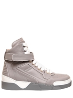 GIVENCHY - MATTE LEATHER HIGH TOP SNEAKERS - GREY