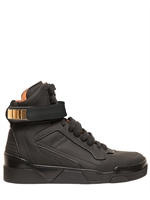 GIVENCHY - MATTE LEATHER HIGH TOP SNEAKERS - BLACK