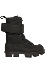 RICK OWENS - SOFT LEATHER BELTED HIKING BOOTS - BLACK