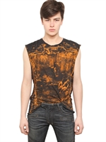 BALMAIN - LIGHT JERSEY SLEEVELESS T-SHIRT - BLACK