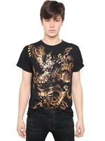 BALMAIN - DRAGON PRINT COTTON JERSEY T-SHIRT - BLACK/GOLD