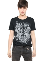 BALMAIN - DRAGON PRINT COTTON JERSEY T-SHIRT - BLACK