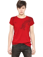 BALMAIN - DRAGON PRINT COTTON JERSEY T-SHIRT - RED