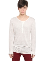 BALMAIN - LONG SLEEVED LINEN JERSEY SERAFINO SHIRT - WHITE