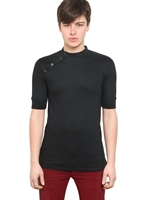 BALMAIN - COTTON LINEN JERSEY T-SHIRT - BLACK