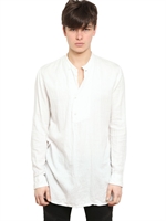BALMAIN - COTTON FLANNEL LONG SHIRT - WHITE