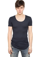 BALMAIN - RIBBED JERSEY T-SHIRT - NAVY