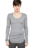 BALMAIN - RIBBED JERSEY CREW NECK T-SHIRT - GREY