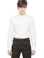BALMAIN - COTTON POPLIN DOUBLE BREASTED SHIRT - WHITE