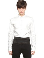 BALMAIN - EMBROIDERED LIGHT COTTON CANVAS SHIRT - WHITE