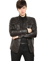 BALMAIN - PADDED NAPPA LEATHER MILITARY SHIRT - BLACK