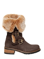 PETER FLOWERS - 45MM CALFSKIN & RABBIT FUR BOOTS - BROWN