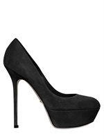 SERGIO ROSSI - 140MM UPTOWN SUEDE PUMPS - BLACK