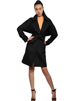 MUGLER - WOOL CLOTH COAT - BLACK