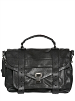 PROENZA SCHOULER - PS1 MEDIUM LUX LEATHER SATCHEL BAG - BLACK