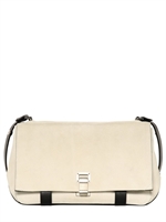 PROENZA SCHOULER - PS COURIER TWO TONE SUEDE SHOULDER BAG - BONE/BLACK