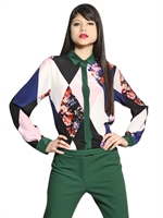 MSGM - PRINTED SILK CREPE DE CHINE SHIRT - MULTI