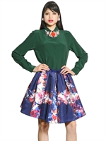 MSGM - SILK CREPE DE CHINE SHIRT - FOREST GREEN