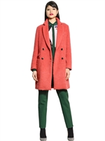 MSGM - WOOL MOHAIR CLOTH COAT - CORAL