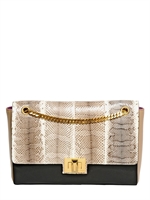 EMILIO PUCCI - TWO TONE AYERS AND LEATHER SHOULDER BAG - NATURAL/BLACK