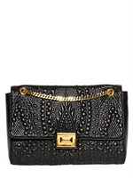 EMILIO PUCCI - MIKONOS EMBOSSED LEATHER SHOULDER BAG - BLACK