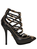 VERSACE - 130MM CALF STUDS CAGE BOOTS - BLACK