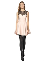 MSGM - ABITO IN TECHNO JERSEY E PIZZO - ROSA/NERO