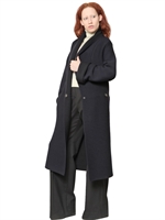 MAISON MARTIN MARGIELA - RIBBED WOOL COAT - BLUE/BLACK