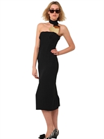 BURBERRY PRORSUM - METAL HEART BONDED VISCOSE SABLÈ DRESS - BLACK
