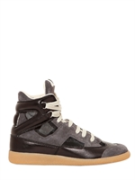 MAISON MARTIN MARGIELA - 20MM SUEDE & CALFSKIN HIGH TOP SNEAKERS - BLACK