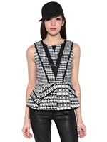 AMERICAN RETRO - TOP IN COTONE STRETCH - NERO/BIANCO