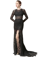 MARIA LUCIA HOHAN - LANGES KLEID AUS BAUMWOLLSPITZE - SCHWARZ
