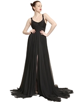 MARIA LUCIA HOHAN - LANGES KLEID AUS SEIDENMUSSELIN - SCHWARZ