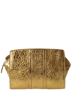 ROCHAS - CLUTCH AUS LAMINIERTEM NAPPALEDER - GOLD