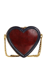 STELLA MCCARTNEY - BRUSHED FAUX LEATHER  SHOULDER BAG - BURGUNDY/BLUE