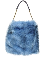 STELLA MCCARTNEY - GRIZZLY FAUX FUR HOBO BAG - BLUE