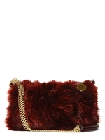 STELLA MCCARTNEY - GRIZZLY FAUX FUR SHOULDER BAG - BORDEAUX