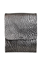 JIL SANDER - MEDIUM PLATONE PRINT LEATHER BAG - GUN METAL