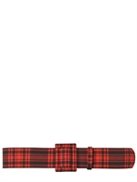 FAUSTO PUGLISI - CINTURA VITA ALTA IN TARTAN DI LANA E PELLE - ROSSO/NERO