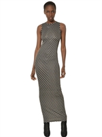 GARETH PUGH - LANGES GESTREIFTES JERSEYKLEID - GRAU/SCHWARZ
